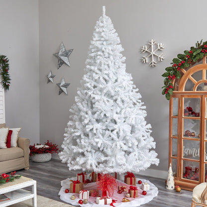 10' White Artificial Christmas Tree with 2200 Bendable Branches and 800 LED Lights - Tampa Home & Garden Store