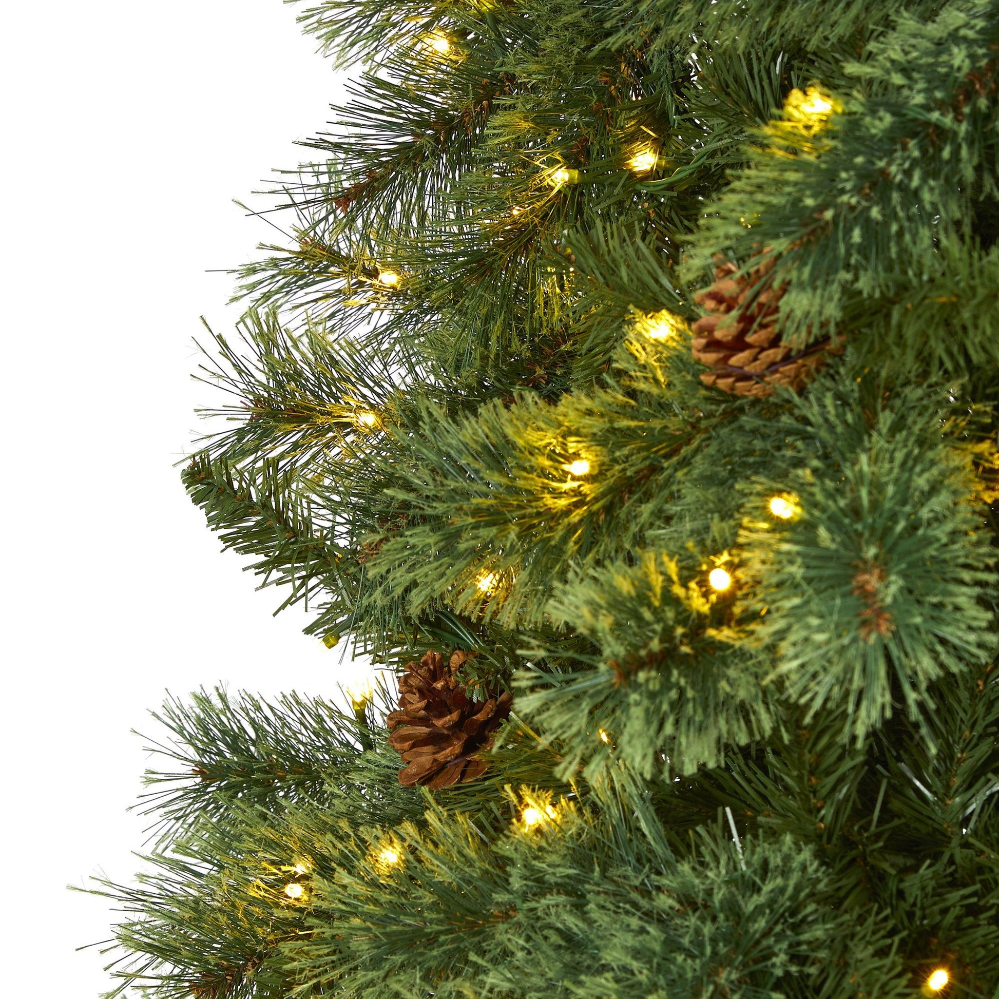 10’ White Mountain Pine Artificial Christmas Tree with 850 Clear LED Lights and Pine Cones - Tampa Home & Garden Store