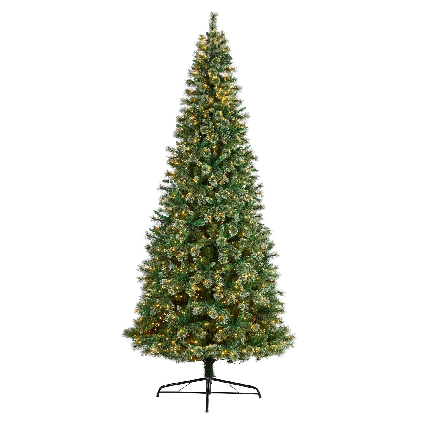 10’ Wisconsin Slim Snow Tip Pine Artificial Christmas Tree with 1050 Clear LED Lights - Tampa Home & Garden Store