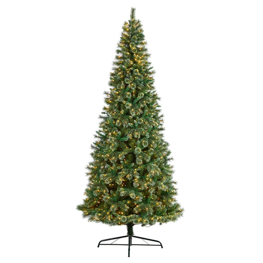10’ Wisconsin Slim Snow Tip Pine Artificial Christmas Tree with 1050 Clear LED Lights - Tampa Home & Garden Store