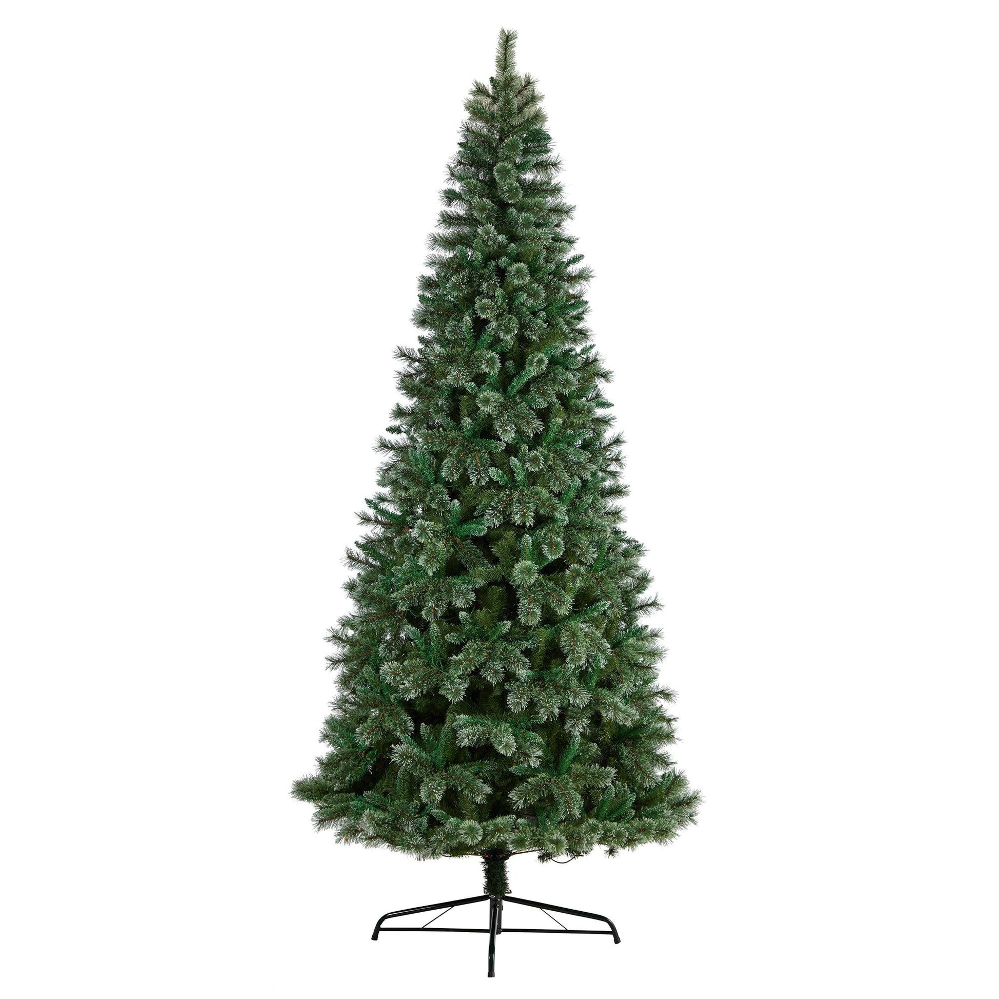 10’ Wisconsin Slim Snow Tip Pine Artificial Christmas Tree with 1050 Clear LED Lights - Tampa Home & Garden Store