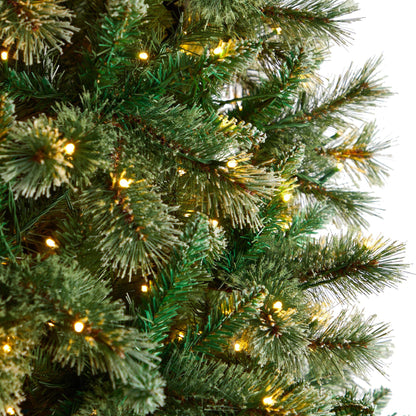 10’ Wisconsin Slim Snow Tip Pine Artificial Christmas Tree with 1050 Clear LED Lights - Tampa Home & Garden Store