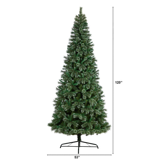 10’ Wisconsin Slim Snow Tip Pine Artificial Christmas Tree with 1652 Bendable Branches - Tampa Home & Garden Store