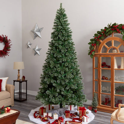 10’ Wisconsin Slim Snow Tip Pine Artificial Christmas Tree with 1652 Bendable Branches - Tampa Home & Garden Store