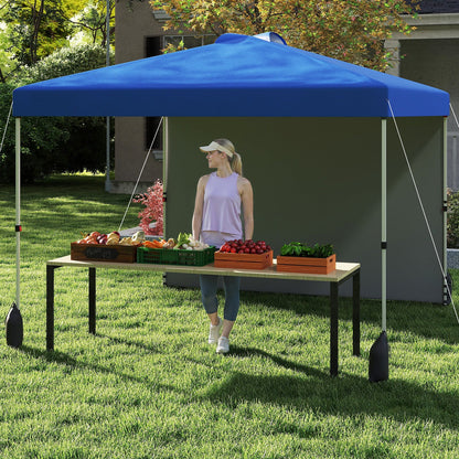 10 X 10 FT Pop up Canopy Tent with 1 Sidewall and Wheeled Bag-Blue - Tampa Home & Garden Store