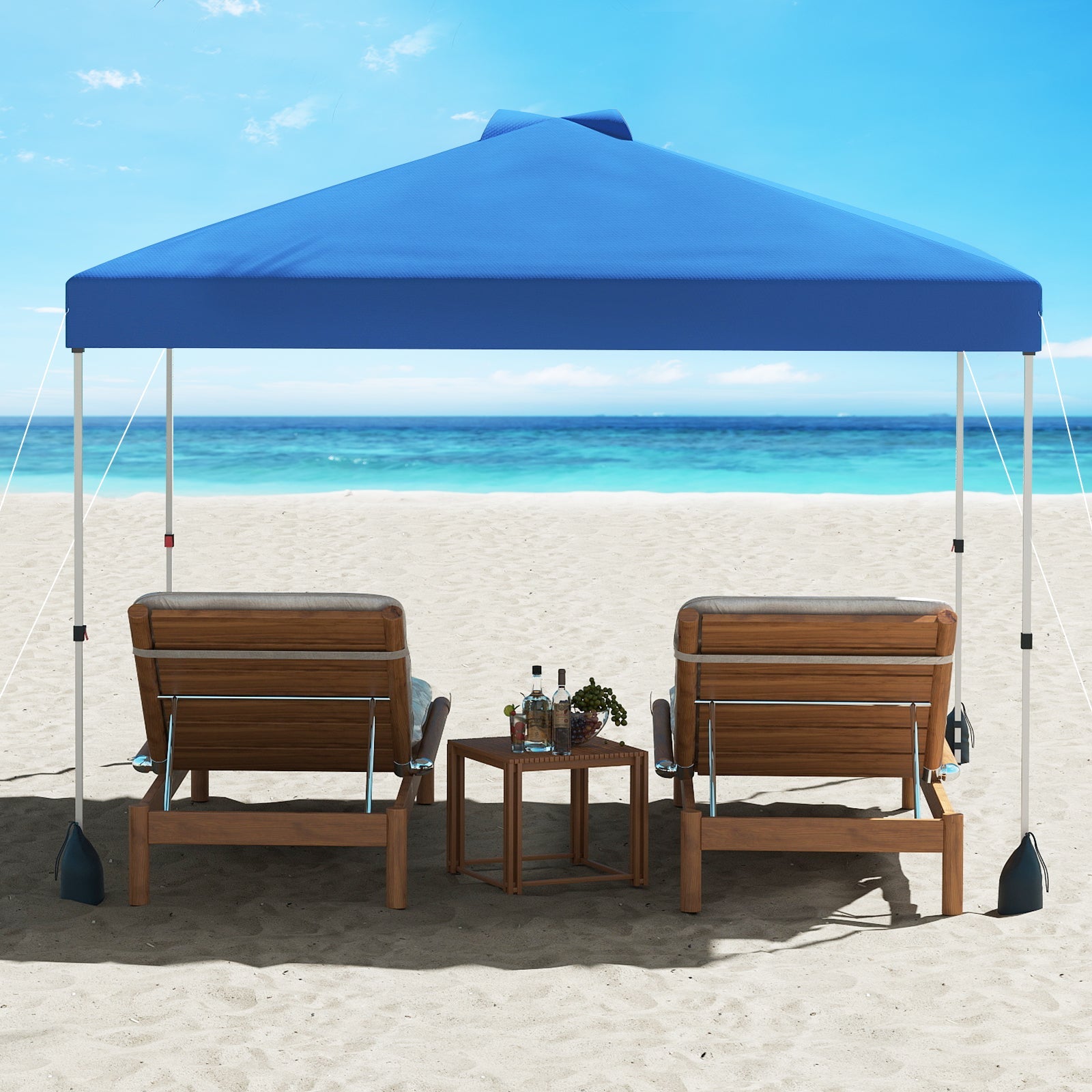 10 X 10 FT Pop up Canopy Tent with 1 Sidewall and Wheeled Bag-Blue - Tampa Home & Garden Store