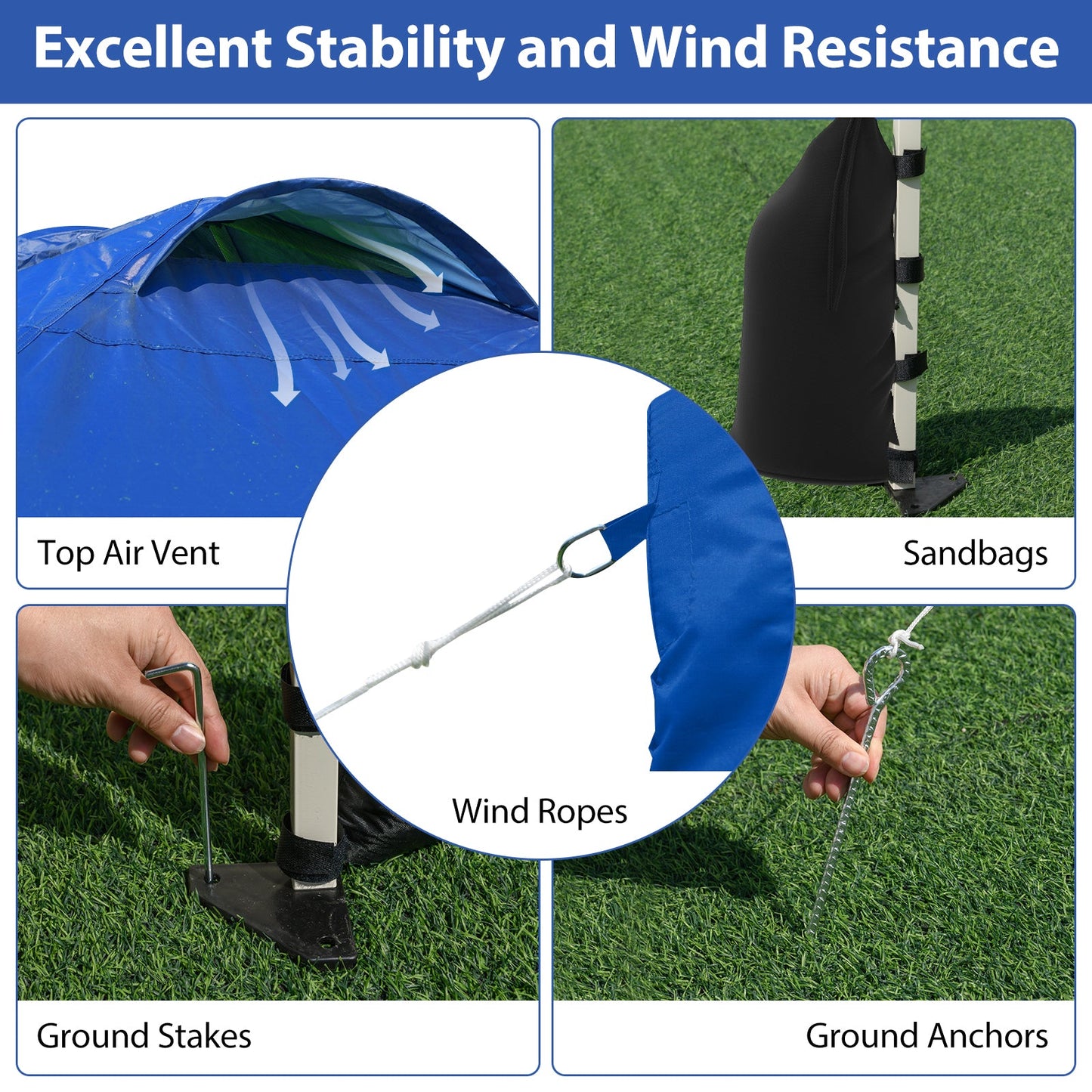 10 X 10 FT Pop up Canopy Tent with 1 Sidewall and Wheeled Bag-Blue - Tampa Home & Garden Store