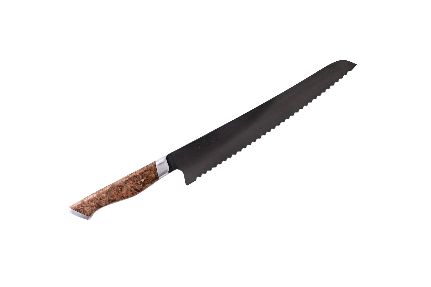 3-Piece Essential Set kitchen knife by STEELPORT Knife Co., black serrated blade, burl wood handle on Tampa Home & Garden Store