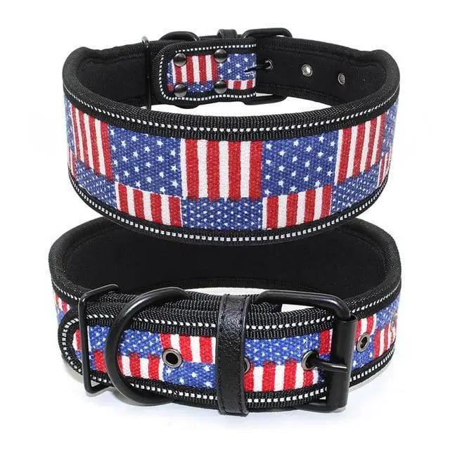 Stevvex dog collars set with American flag pattern, adjustable buckles, 2 collars on Tampa Home & Garden Store