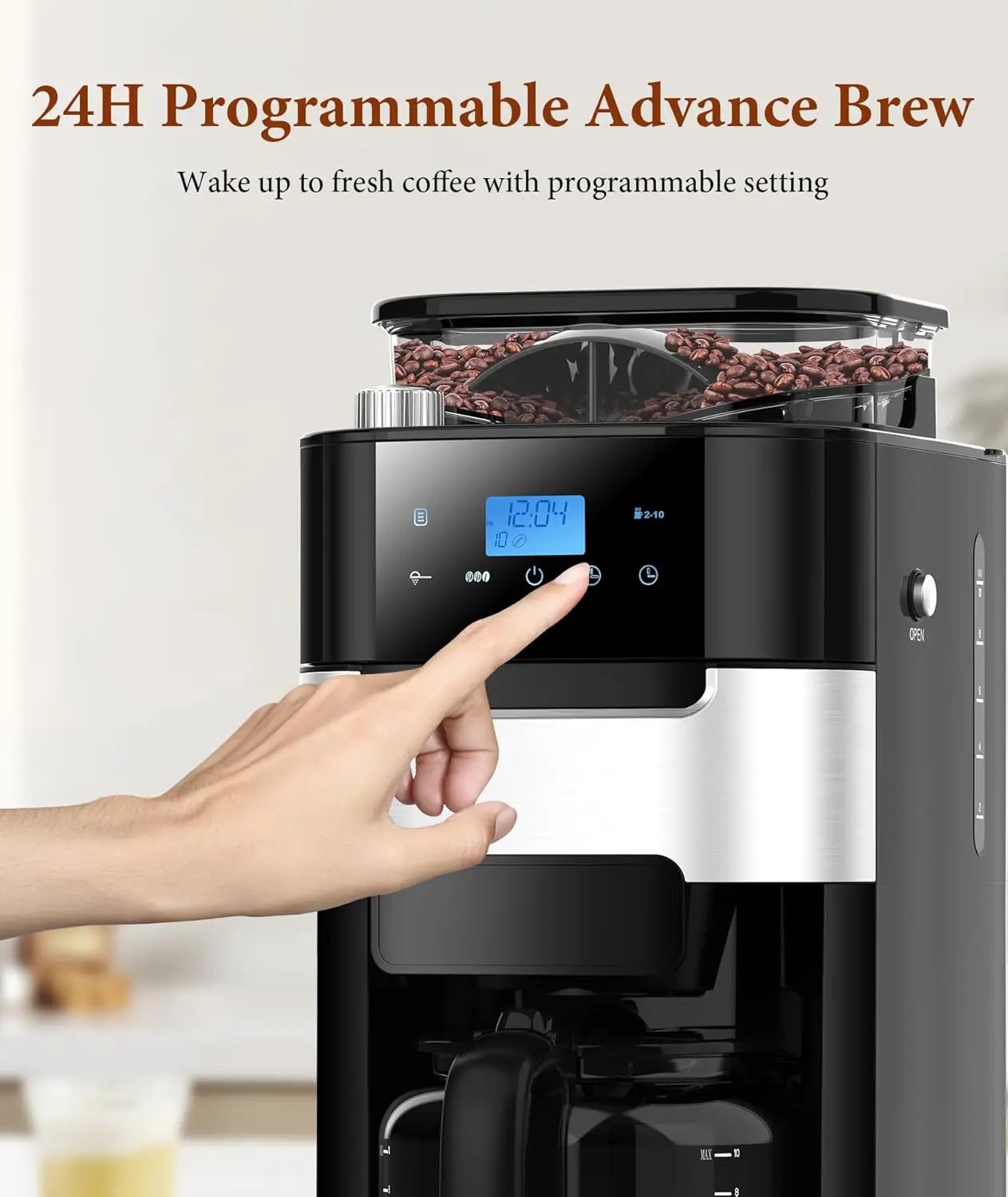 10 Cup Drip Coffee Maker and Built In Grinder