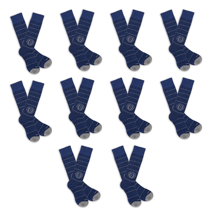 NFF 10-Pack DeadSoxy socks, blue striped crew with gray toe, sock collabs on Tampa Home & Garden Store