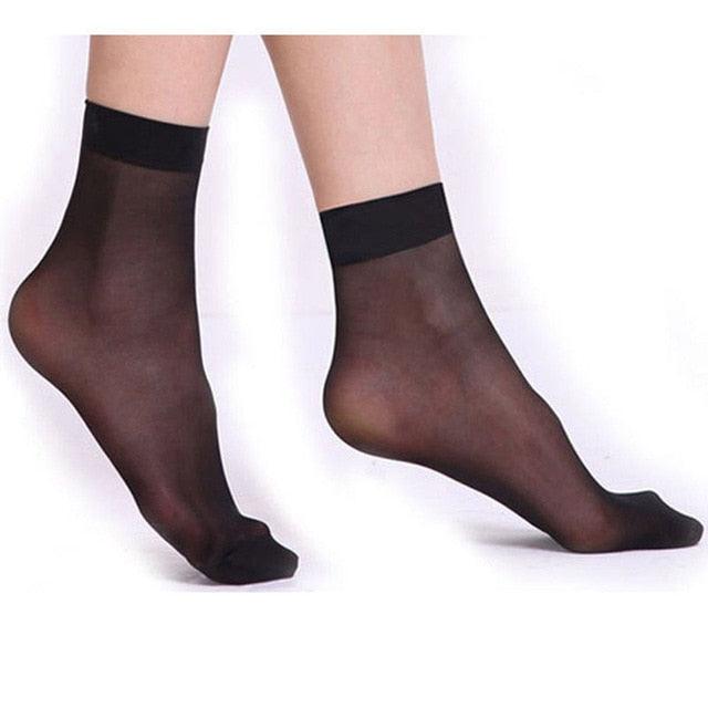 Stevvex women's sheer ankle socks ultra-thin silky black with elastic cuff on Tampa Home & Garden Store