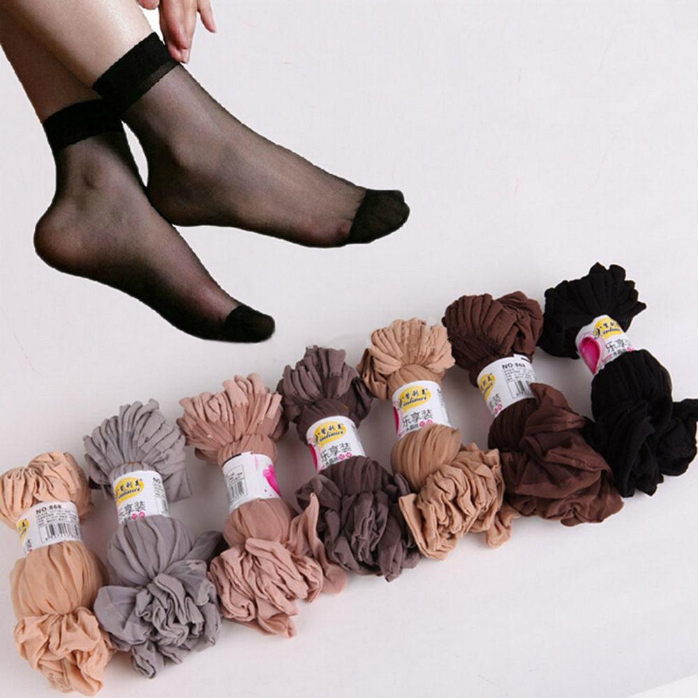 Stevvex 10-pair ultra-thin silk ankle socks set for women in nude beige taupe grey and black on Tampa Home & Garden Store