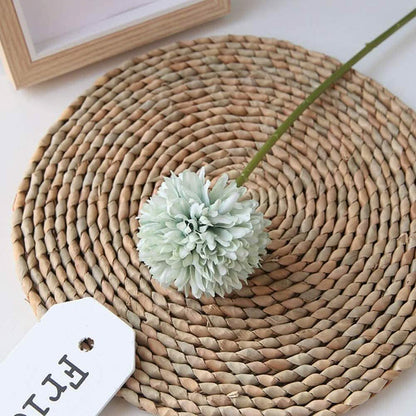 Artificial chrysanthemum ball flower on stem in pale blue-green DailySale on Tampa Home & Garden Store