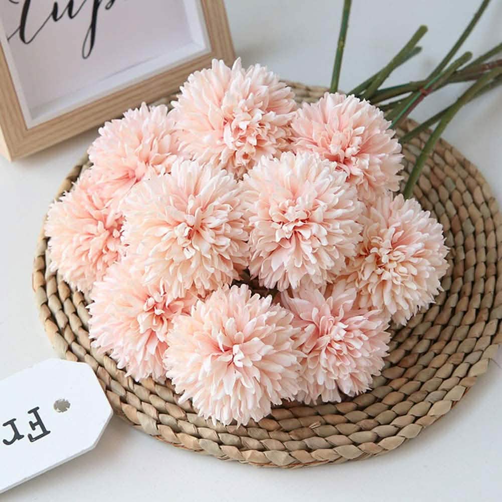 10-piece artificial chrysanthemum ball bouquet in soft pink, DailySale furniture on Tampa Home & Garden Store