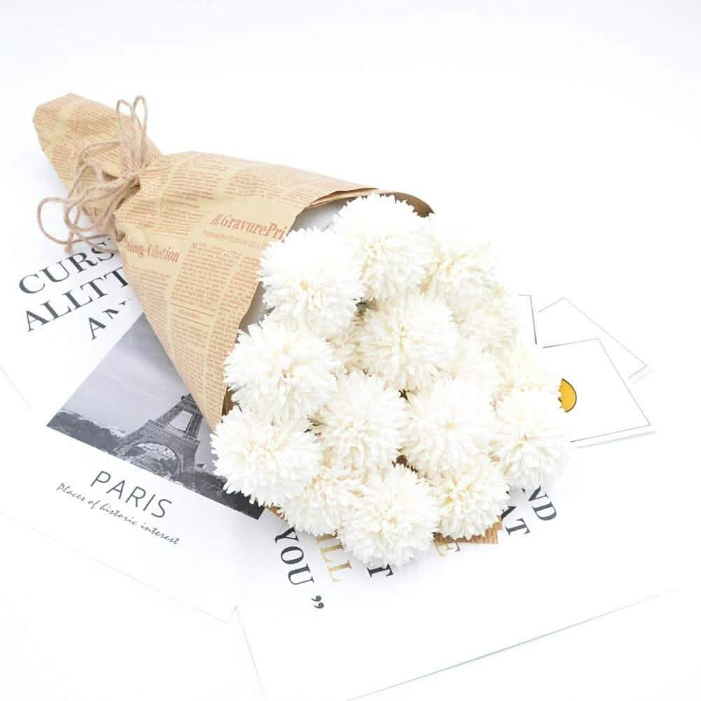 DailySale 10-Piece artificial chrysanthemum bouquet white flowers wrapped in kraft paper on Tampa Home & Garden Store