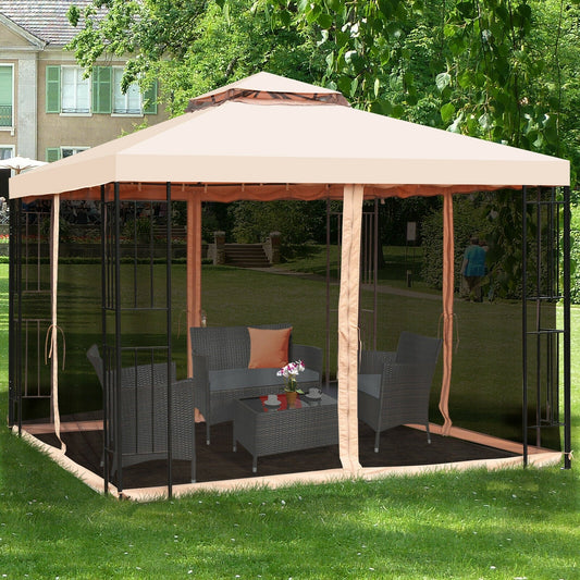 10 x 10 Feet 2-Tier Vented Metal Canopy with Mosquito Netting - Tampa Home & Garden Store