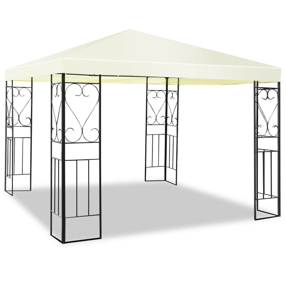 10 x 10 Ft Outdoor Steel Frame Gazebo Shelter with Waterproof Polyester Canopy - Tampa Home & Garden Store