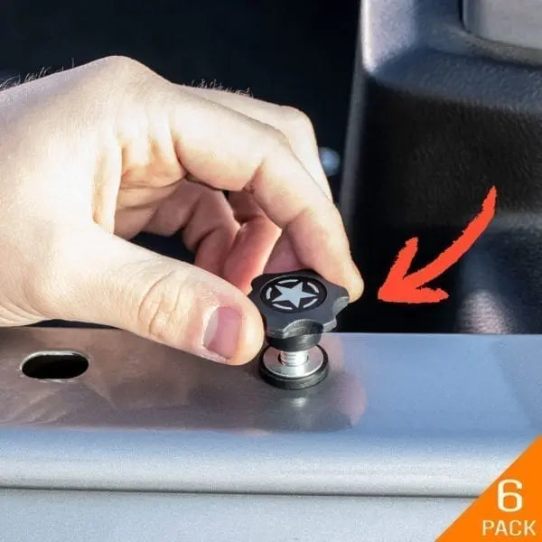 GP-Star Versatile Quick-Release Thumbscrew Set, black metal, 6-pack with star logo GPCA car gear on Tampa Home & Garden Store