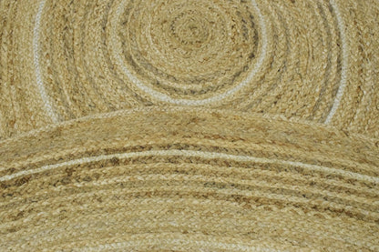 ALFOMBRA REDONDA DE YUTE BOHO TRENZADA A MANO, 100 % FIBRA NATURAL | JR5