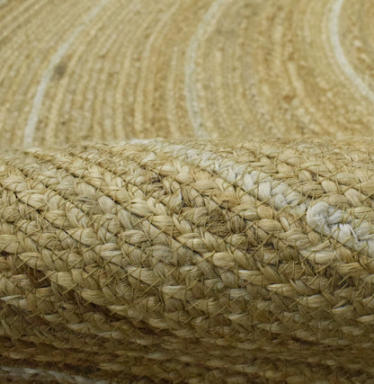 ALFOMBRA REDONDA DE YUTE BOHO TRENZADA A MANO, 100 % FIBRA NATURAL | JR5