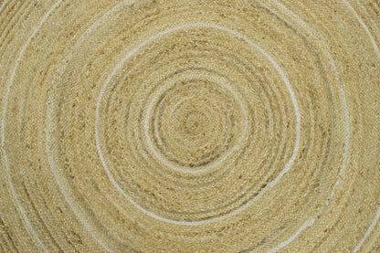 ALFOMBRA REDONDA DE YUTE BOHO TRENZADA A MANO, 100 % FIBRA NATURAL | JR5