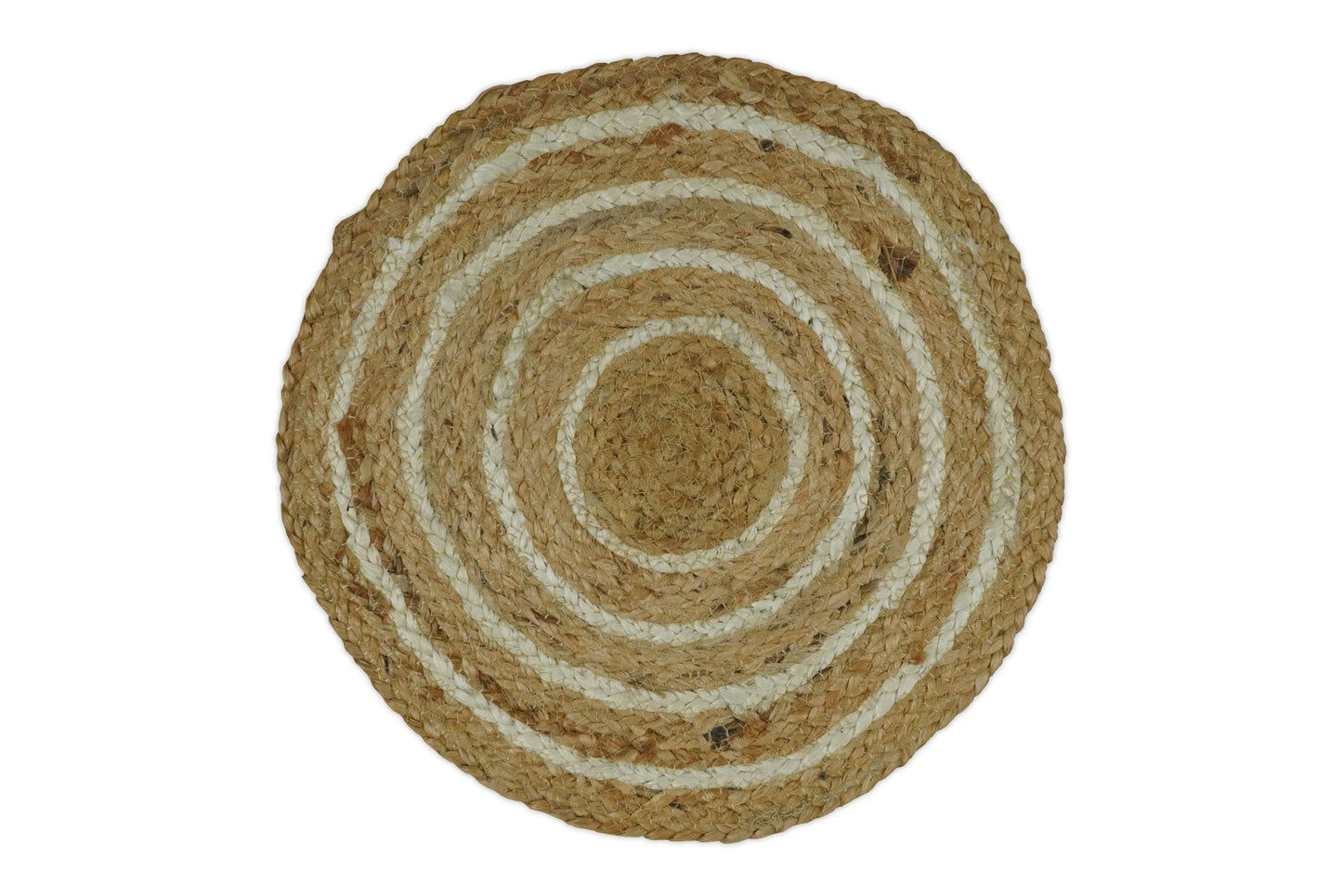ALFOMBRA REDONDA DE YUTE BOHO TRENZADA A MANO, 100 % FIBRA NATURAL | JR5