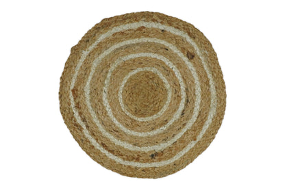 ALFOMBRA REDONDA DE YUTE BOHO TRENZADA A MANO, 100 % FIBRA NATURAL | JR5