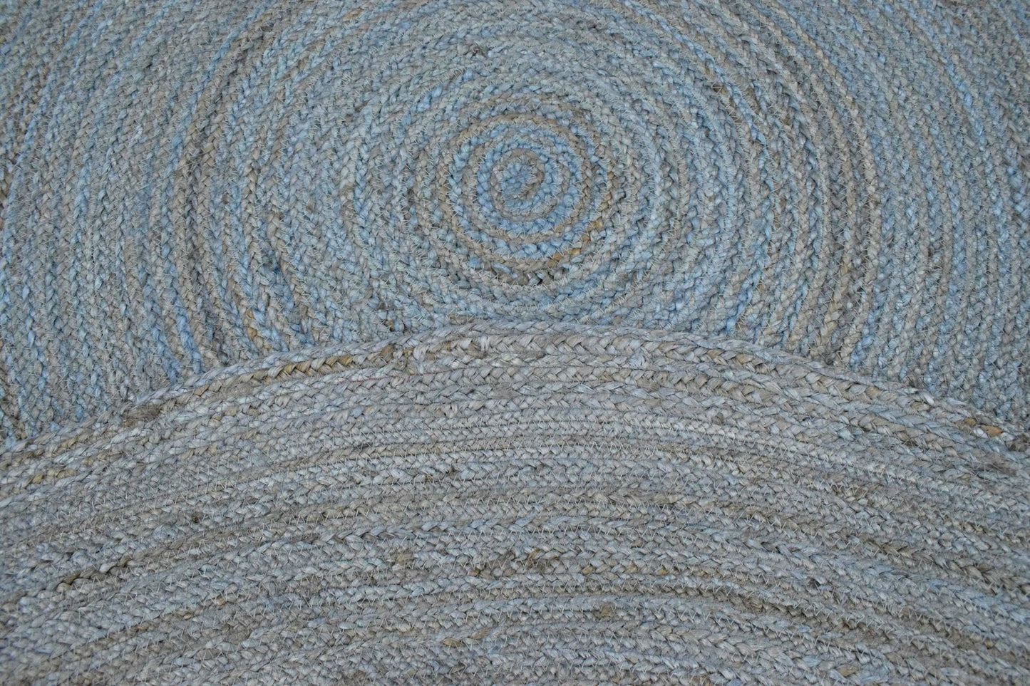 Alfombra redonda de yute azul bohemia, trenzada a mano, 100 % fibra natural | JR1