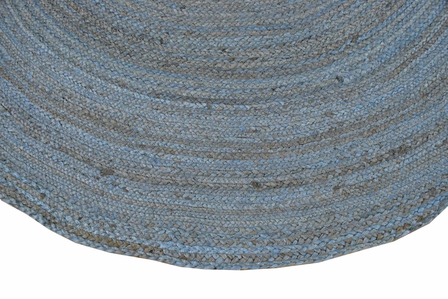 Alfombra redonda de yute azul bohemia, trenzada a mano, 100 % fibra natural | JR1