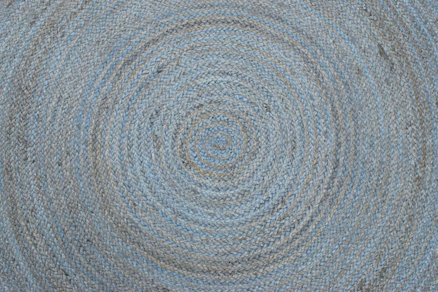 Alfombra redonda de yute azul bohemia, trenzada a mano, 100 % fibra natural | JR1