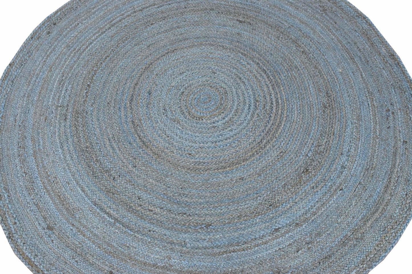 Alfombra redonda de yute azul bohemia, trenzada a mano, 100 % fibra natural | JR1