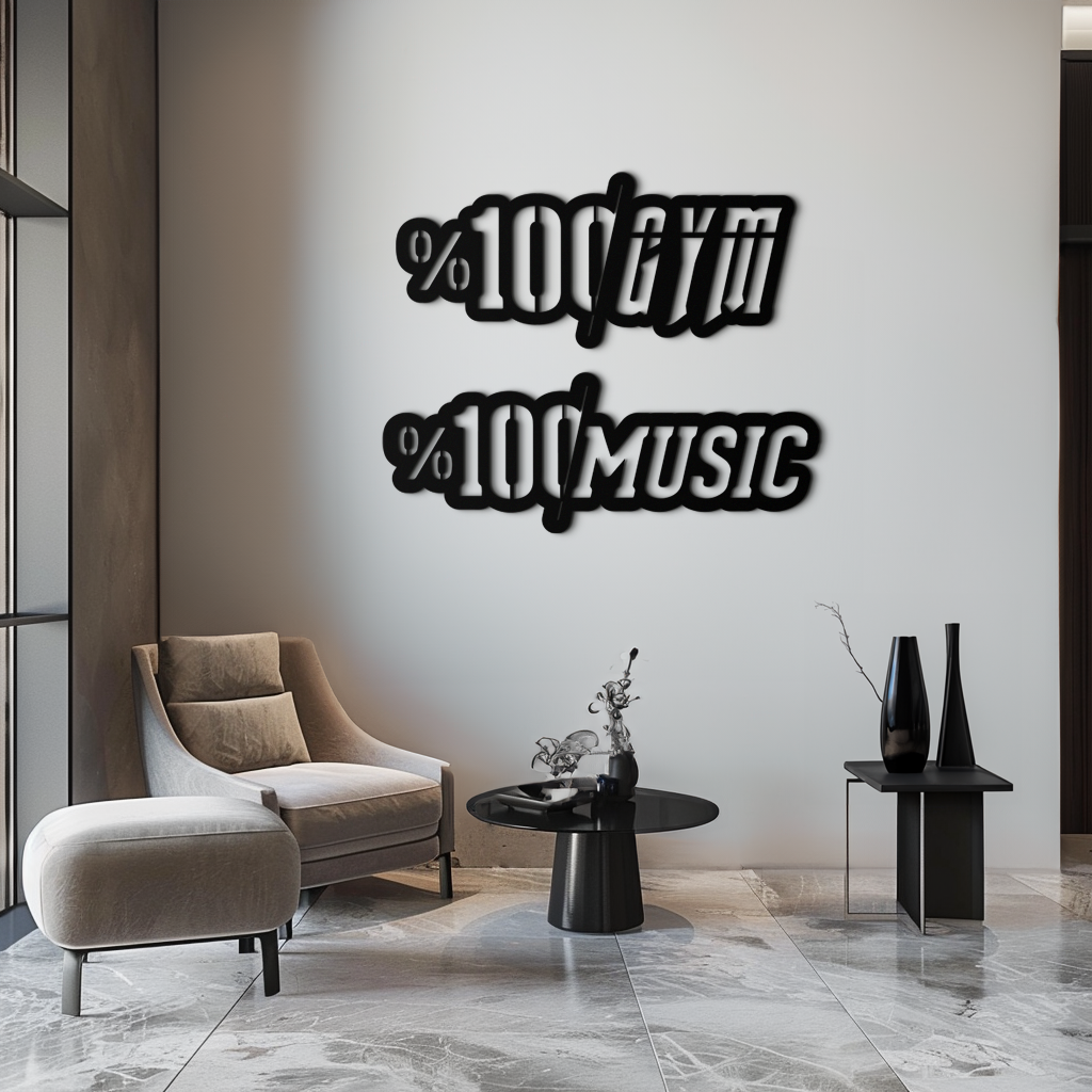%100 Gym & Music Metal Wall Art - Fitness & Music Enthusiast Decor - KAF091 - Tampa Home & Garden Store
