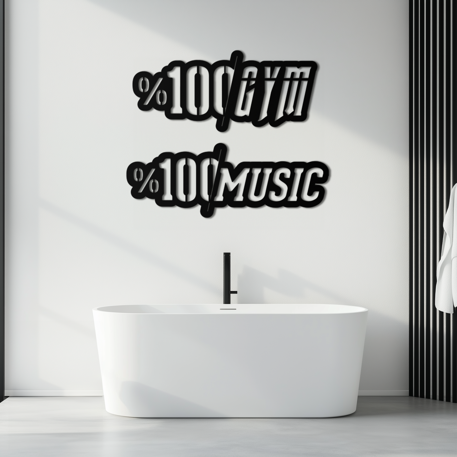 %100 Gym & Music Metal Wall Art - Fitness & Music Enthusiast Decor - KAF091 - Tampa Home & Garden Store