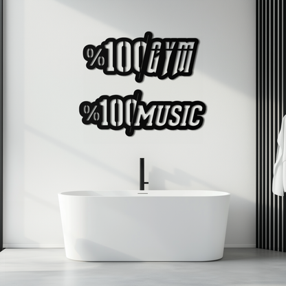%100 Gym & Music Metal Wall Art - Fitness & Music Enthusiast Decor - KAF091 - Tampa Home & Garden Store