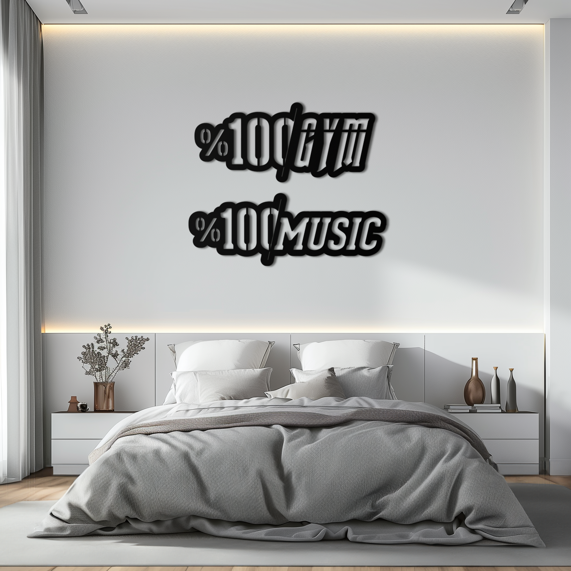 %100 Gym & Music Metal Wall Art - Fitness & Music Enthusiast Decor - KAF091 - Tampa Home & Garden Store