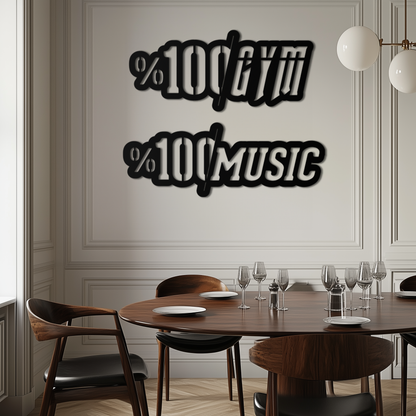 %100 Gym & Music Metal Wall Art - Fitness & Music Enthusiast Decor - KAF091 - Tampa Home & Garden Store