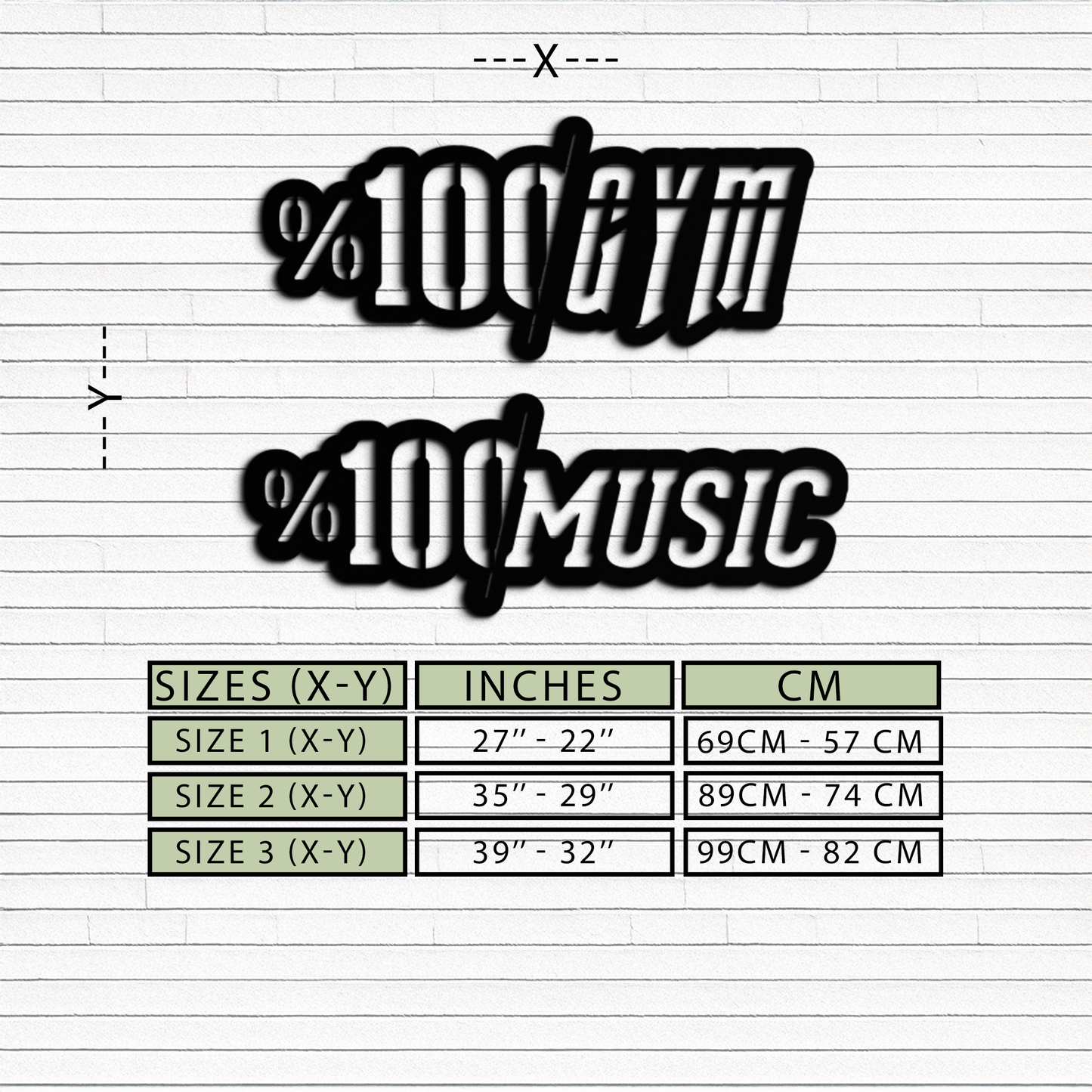 %100 Gym & Music Metal Wall Art - Fitness & Music Enthusiast Decor - KAF091 - Tampa Home & Garden Store