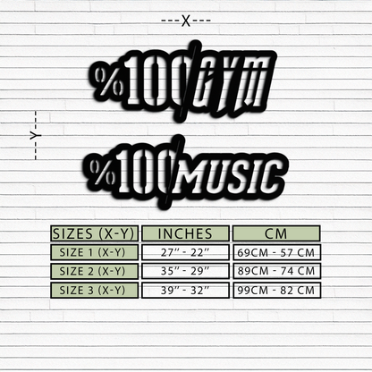 %100 Gym & Music Metal Wall Art - Fitness & Music Enthusiast Decor - KAF091 - Tampa Home & Garden Store