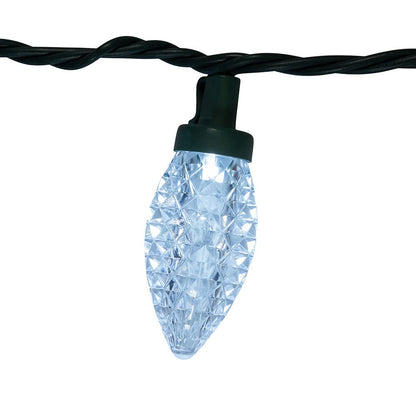 100-Light Cool White LED Faceted C9 Green Wire String Lights - Tampa Home & Garden Store