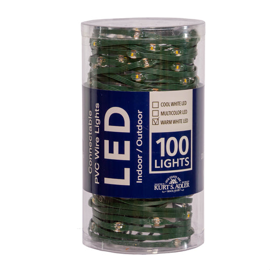 100-Light LED Connectable Green Wire Light Set - Warm White - Tampa Home & Garden Store
