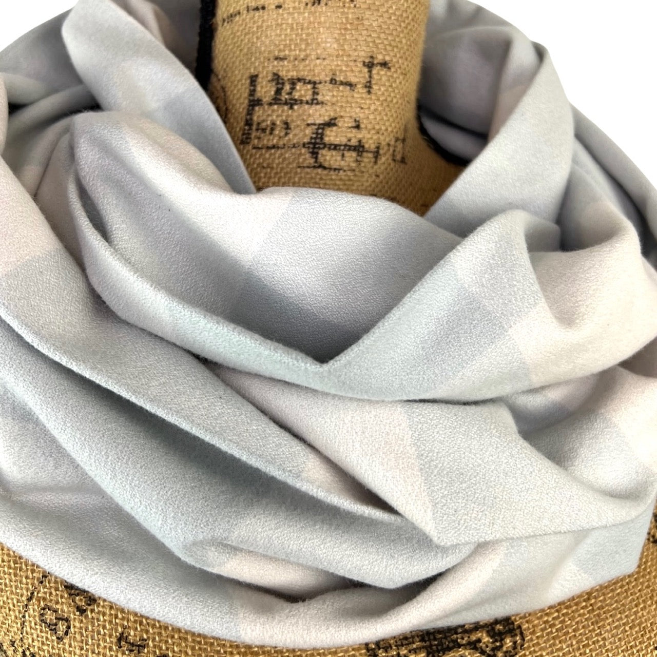 100% Organic Cotton Buffalo Plaid Large Block in Creamy White and Soft Grey Infinity and Blanket Scarves - Tampa Home & Garden Store