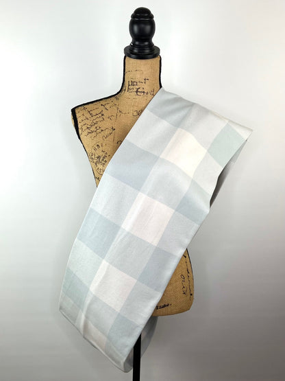 100% Organic Cotton Buffalo Plaid Large Block in Creamy White and Soft Grey Infinity and Blanket Scarves - Tampa Home & Garden Store