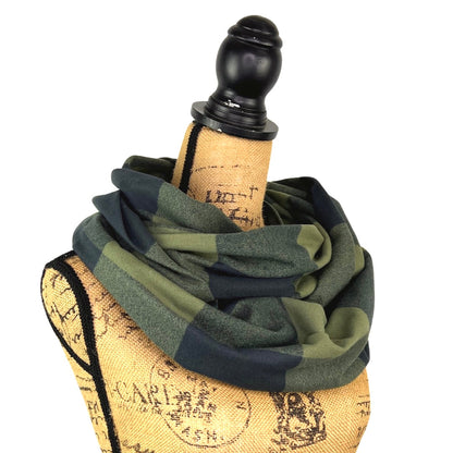 100% Organic Cotton Buffalo Plaid Large Block in Olive Green and Dusty Black Infinity and Blanket Scarves - Tampa Home & Garden Store