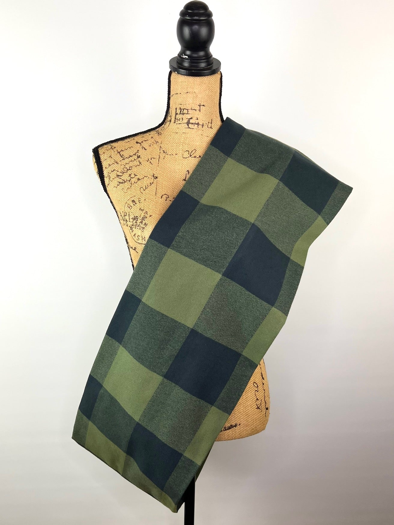 100% Organic Cotton Buffalo Plaid Large Block in Olive Green and Dusty Black Infinity and Blanket Scarves - Tampa Home & Garden Store