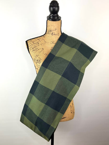 100% Organic Cotton Buffalo Plaid Large Block in Olive Green and Dusty Black Infinity and Blanket Scarves - Tampa Home & Garden Store