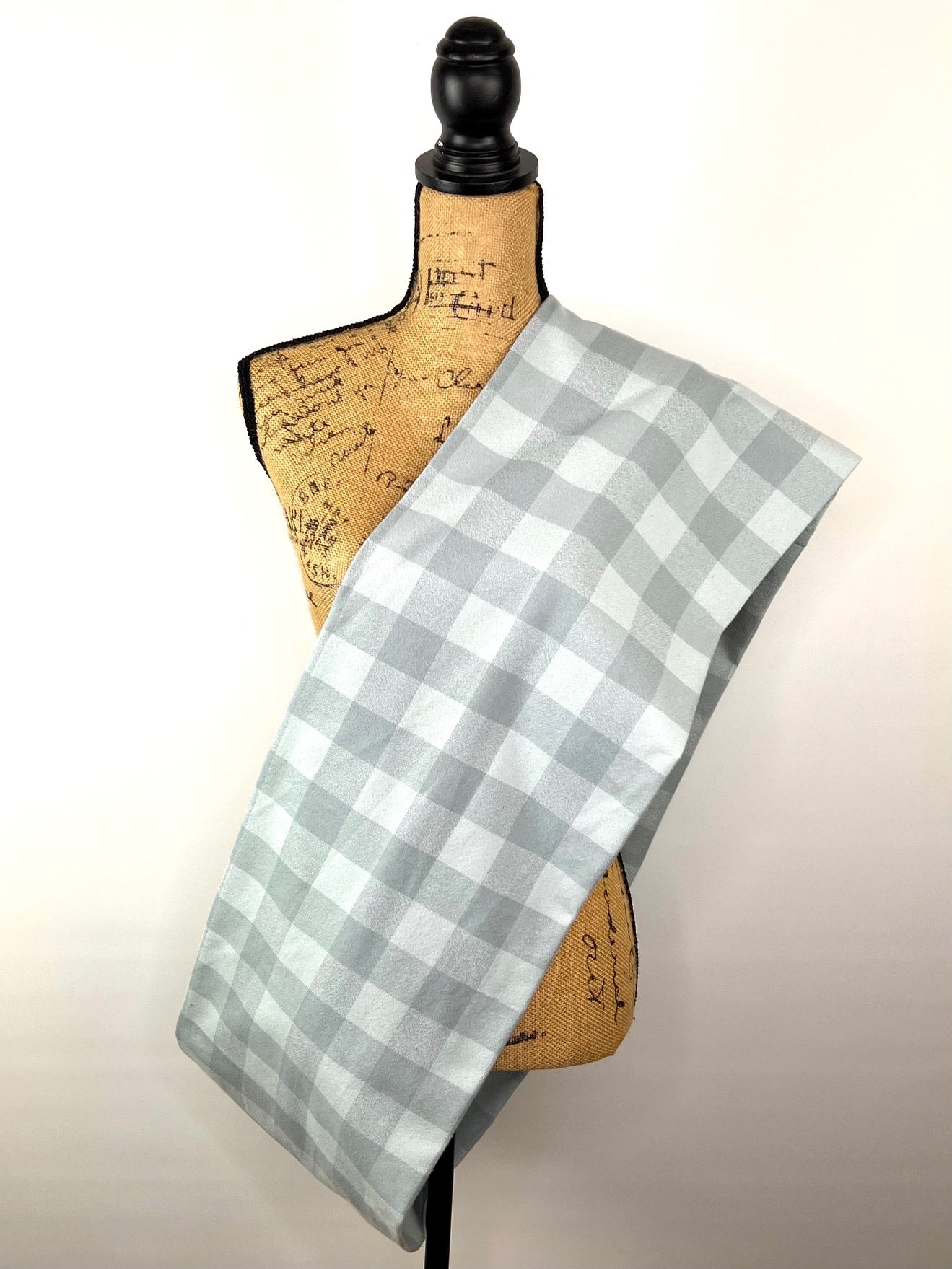100% Organic Cotton Buffalo Plaid in Dove Grey and Soft Blue Grey Infinity and Blanket Scarves - Tampa Home & Garden Store