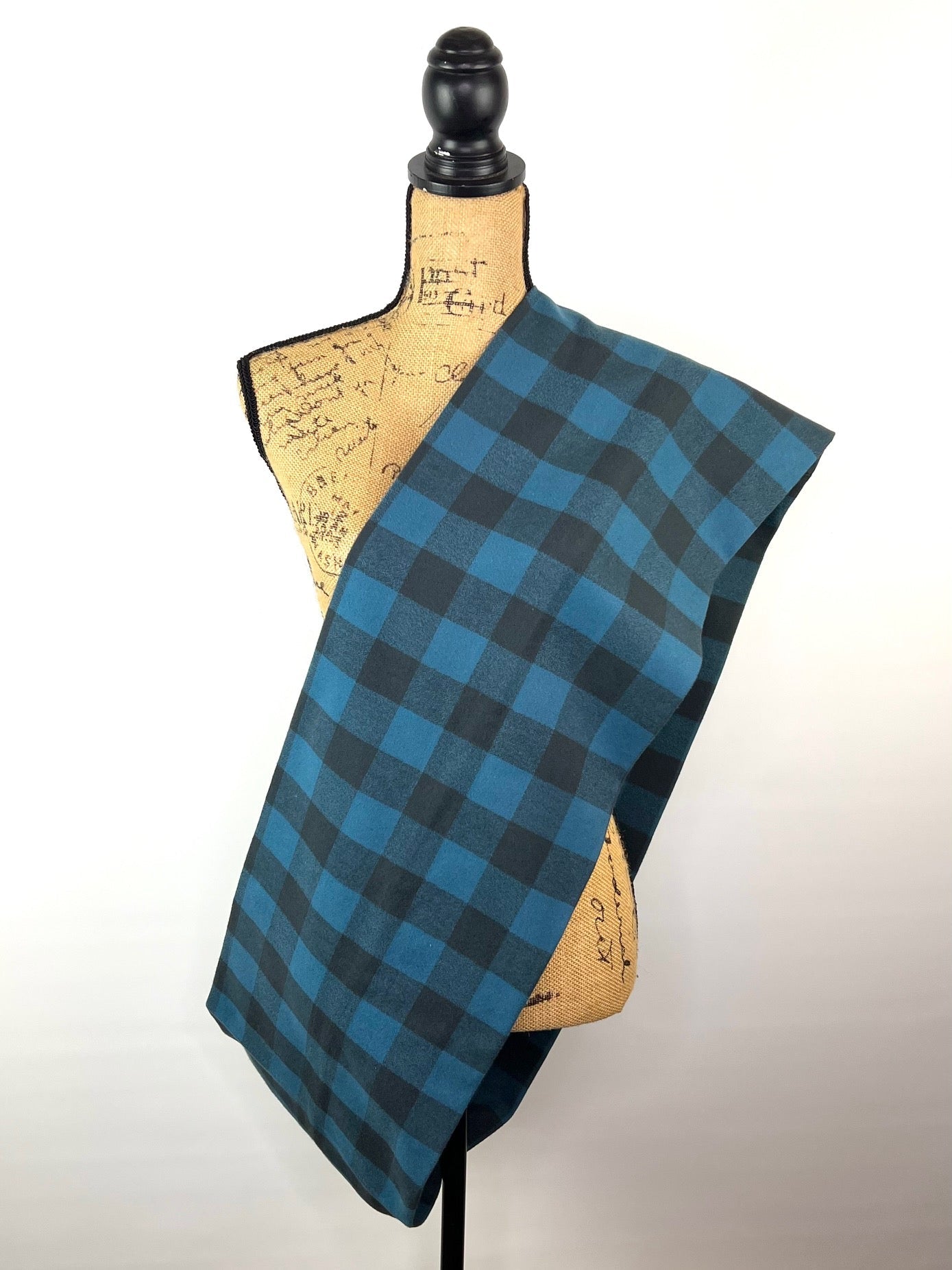 100% Organic Cotton Buffalo Plaid in Ocean Blue and Black Infinity and Blanket Scarves - Tampa Home & Garden Store