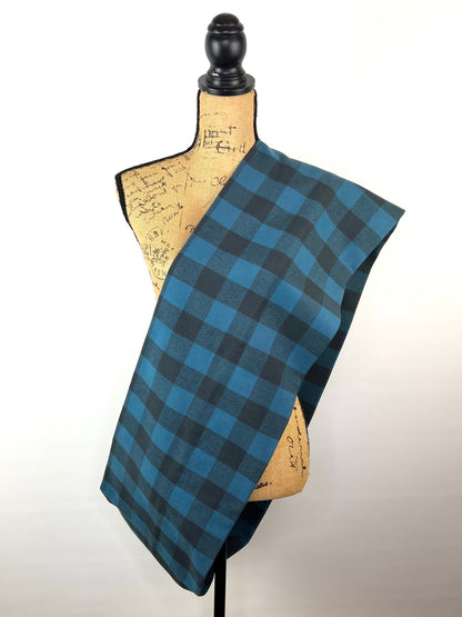 100% Organic Cotton Buffalo Plaid in Ocean Blue and Black Infinity and Blanket Scarves - Tampa Home & Garden Store