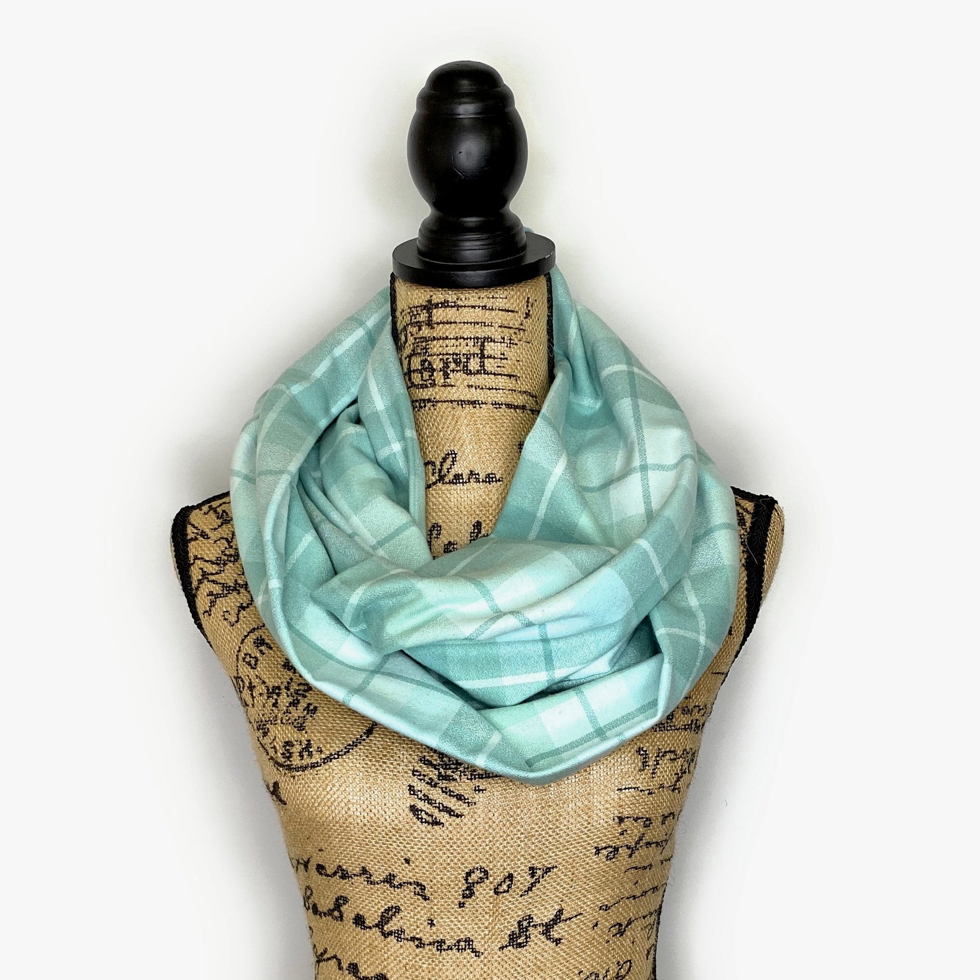 100% Organic Cotton Light Aqua and Minty Green Plaid Infinity and Blanket Scarves - Tampa Home & Garden Store